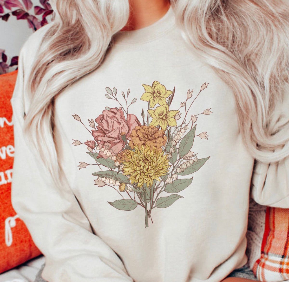 Pflanzenliebhaber-Geschenk für Mama, Blumenstrauß, Rundhalsausschnitt, bequemes Sweatshirt