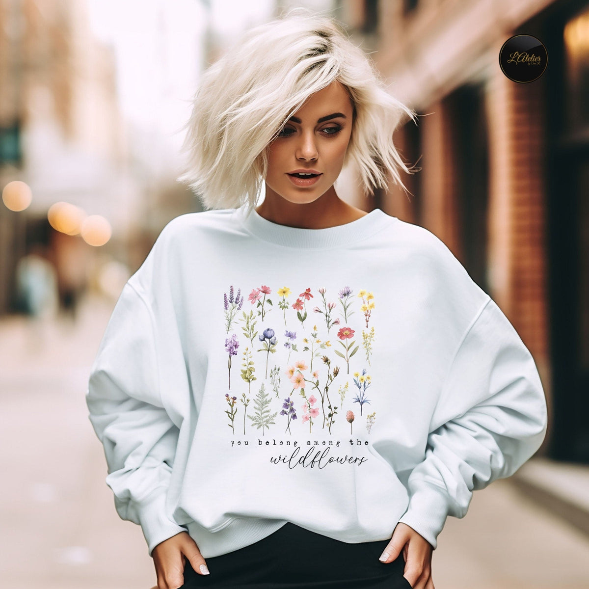 Wildflower Flower Einfaches Rundhals-Bequem-Sweatshirt