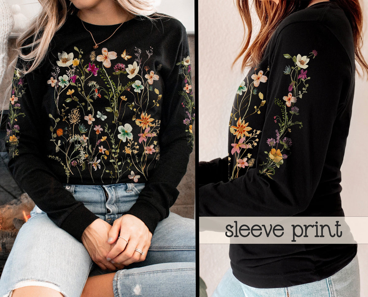 Vintage gepresste Blumen Boho Cottagecore Crewneck Sweatshirt