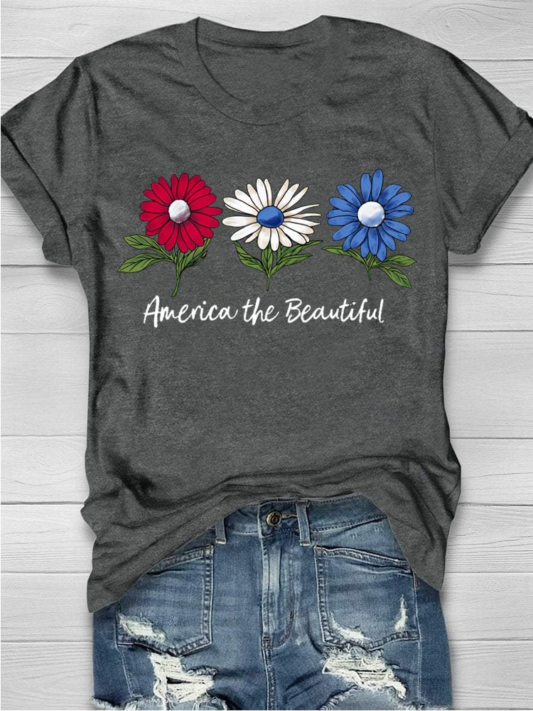 America The Beautiful Print T-shirt