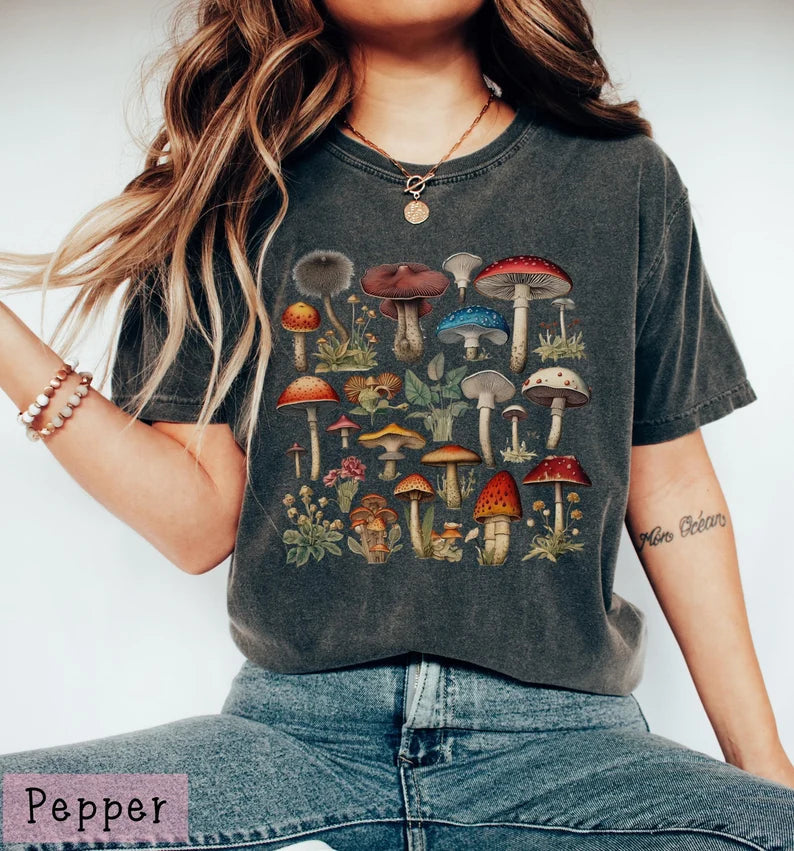 Mushrooms Vintage Wash Botanical T Shirt